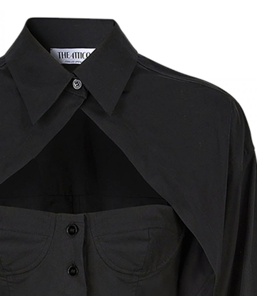 BLACK MINI SHIRT DRESS