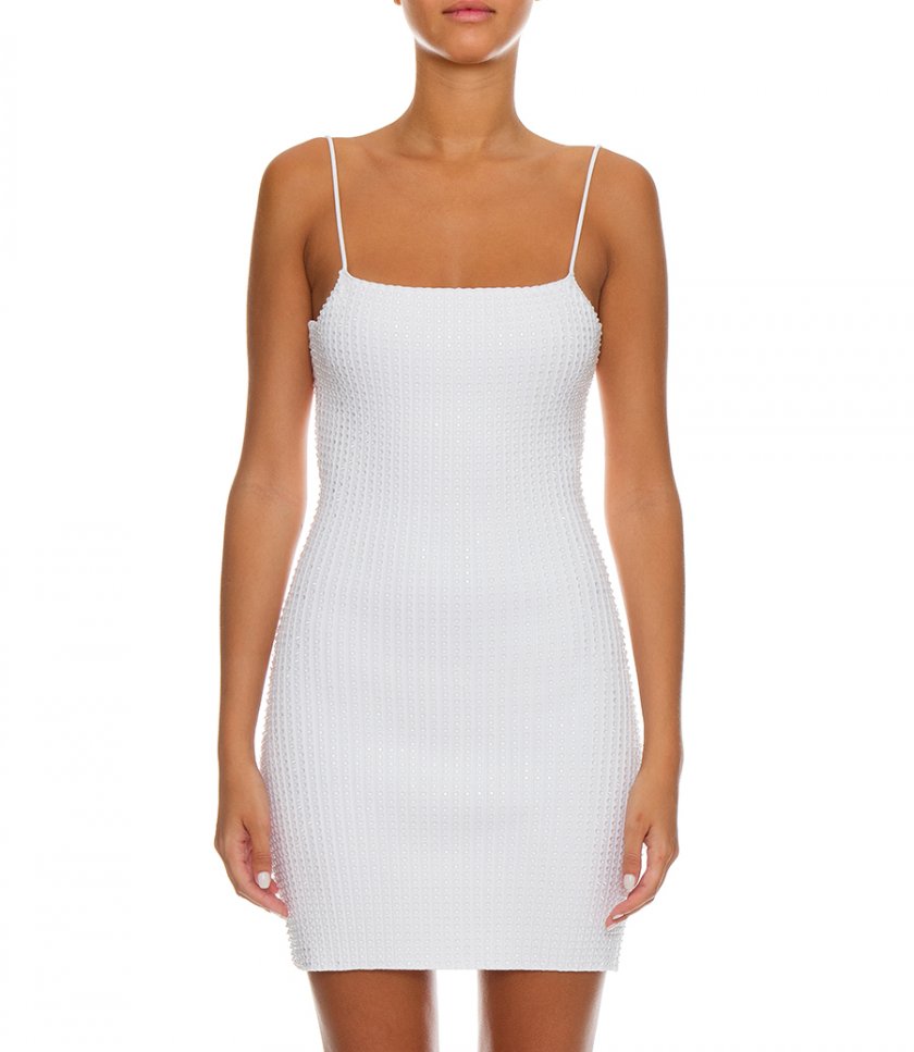 CLEAR CRYSTAL RIB MINI DRESS