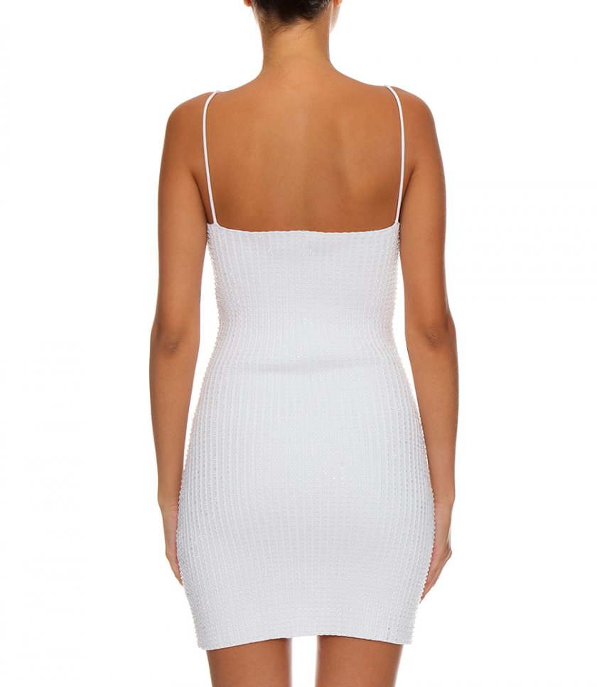 CLEAR CRYSTAL RIB MINI DRESS