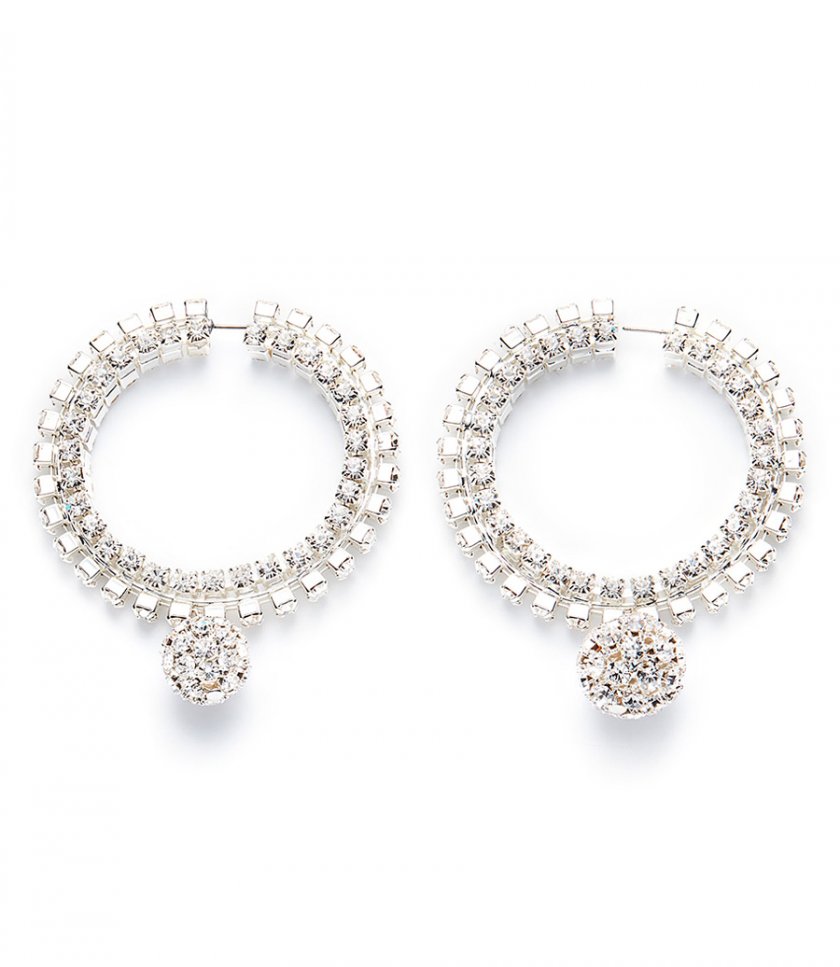 ACCESSORIES - CHUNKY CRYSTAL HOOP EARRINGS WITH ASYMMETRICAL DROPLETS