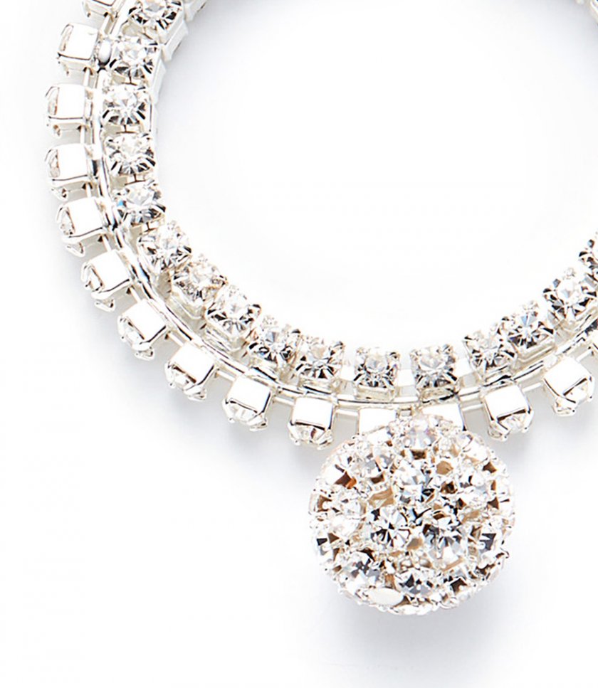 CHUNKY CRYSTAL HOOP EARRINGS WITH ASYMMETRICAL DROPLETS