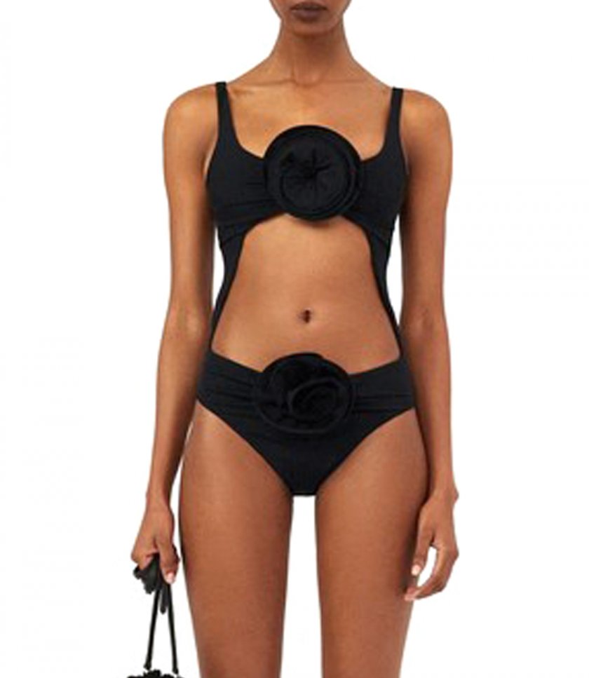 FLOWER APPLIQUE CUTOUT SWIMWUIT