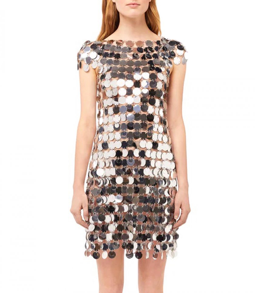 MINI DRESS MADE WITH ROUND MIRROR-EFFECT PLATES
