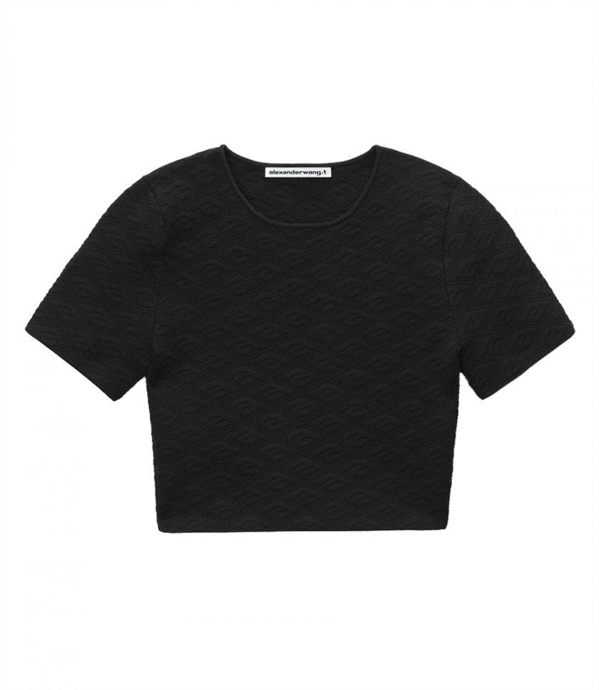 TOPS - CROPPED TEE IN COMPACT JACQUARD