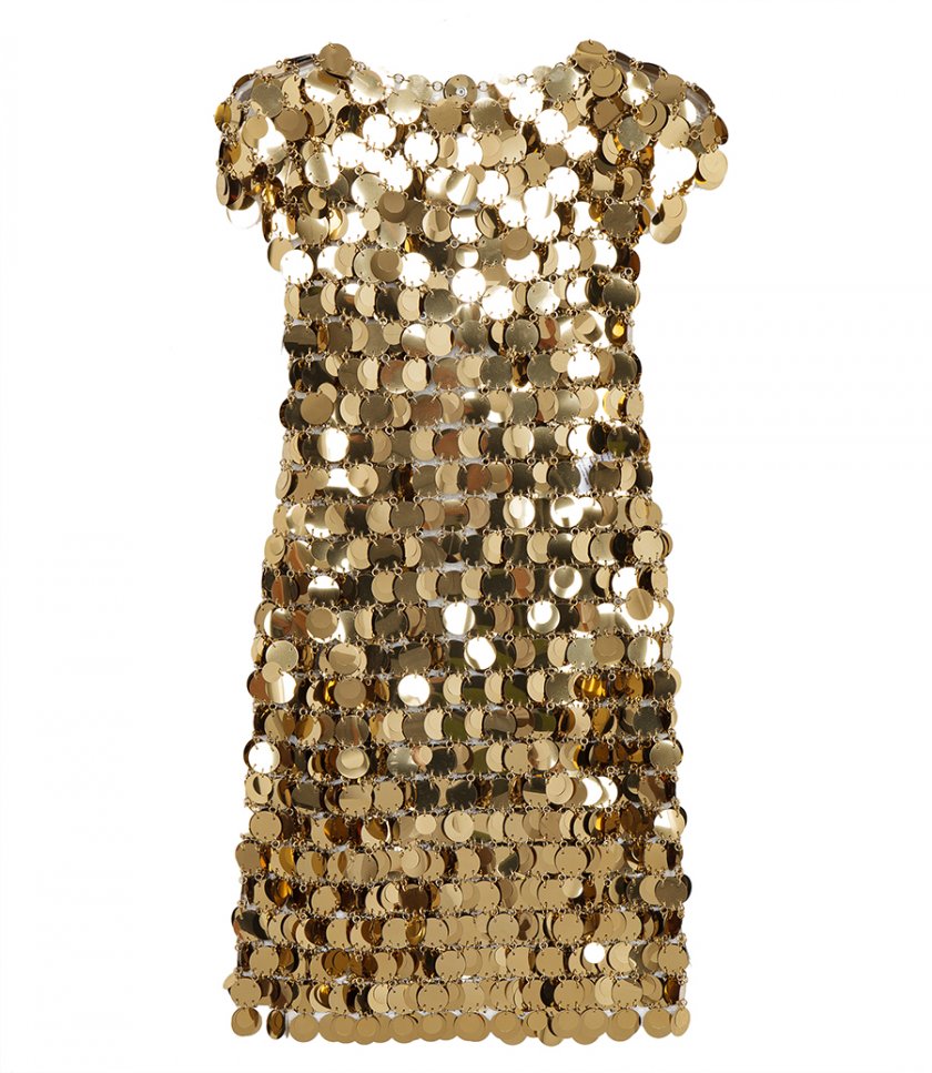 RABANNE - MINI DRESS MADE WITH ROUND MIRROR-EFFECT PLATES