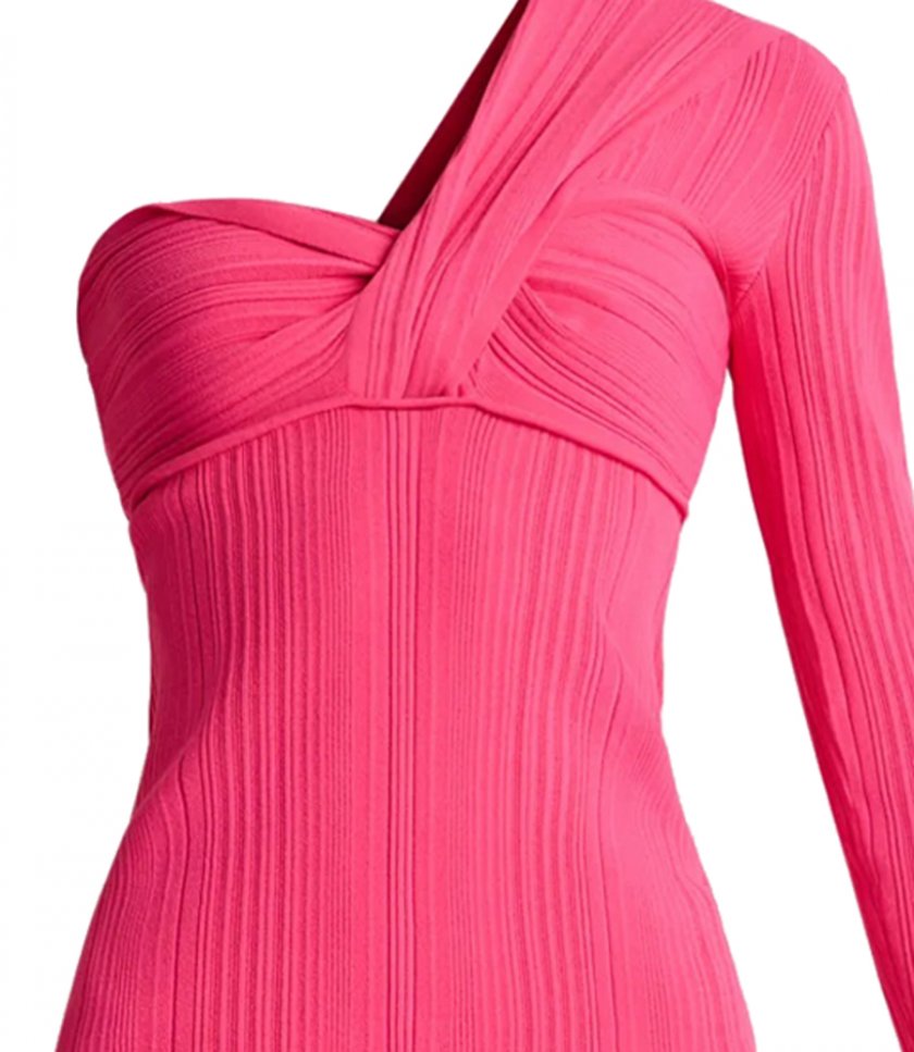 VARIEGATED RIB DRAPED ASYMMETRICAL MINI DRESS
