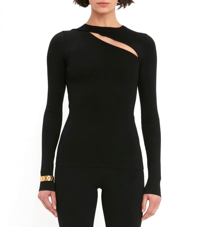 VB BODY FRONT SLASH CREW NECK TOP