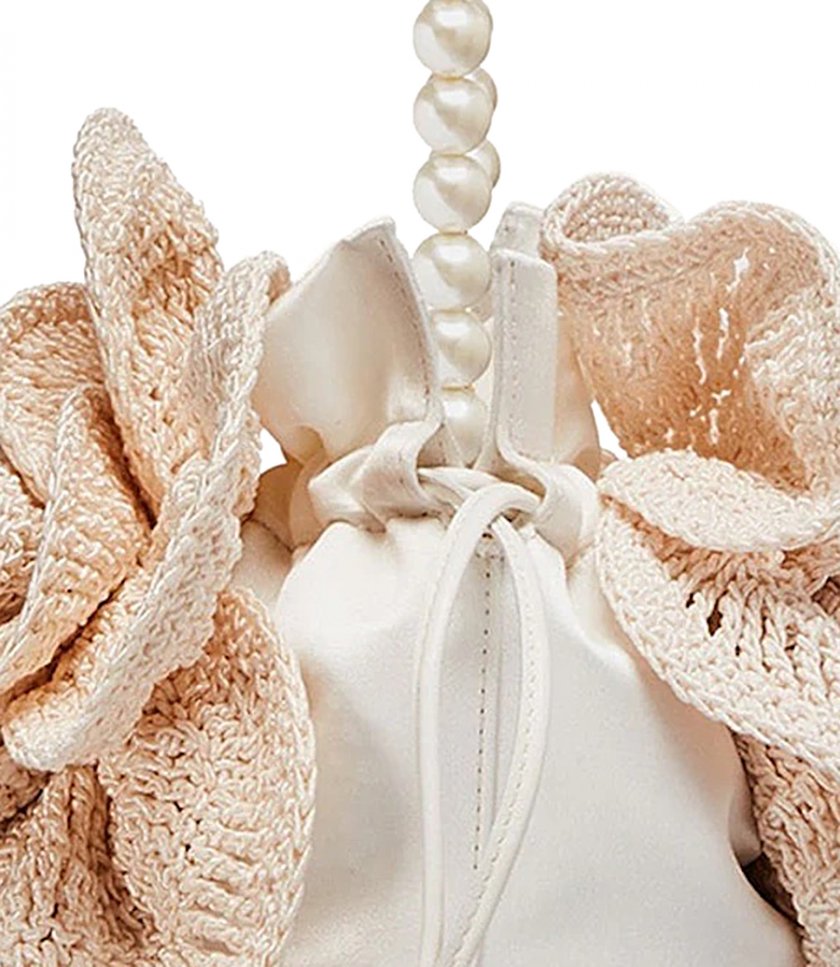 SMALL PEARL MAGDA BAG IN CREAM CROCHET