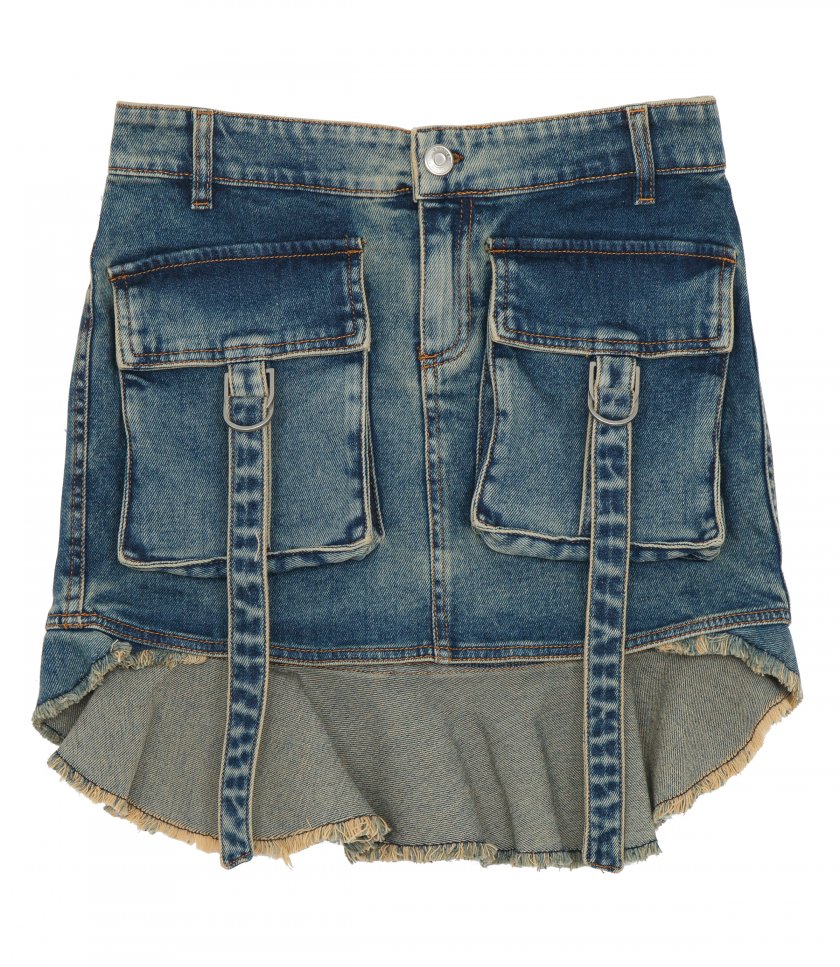 SKIRTS - JEAN MINI SKIRT WITH CARGO POCKETS