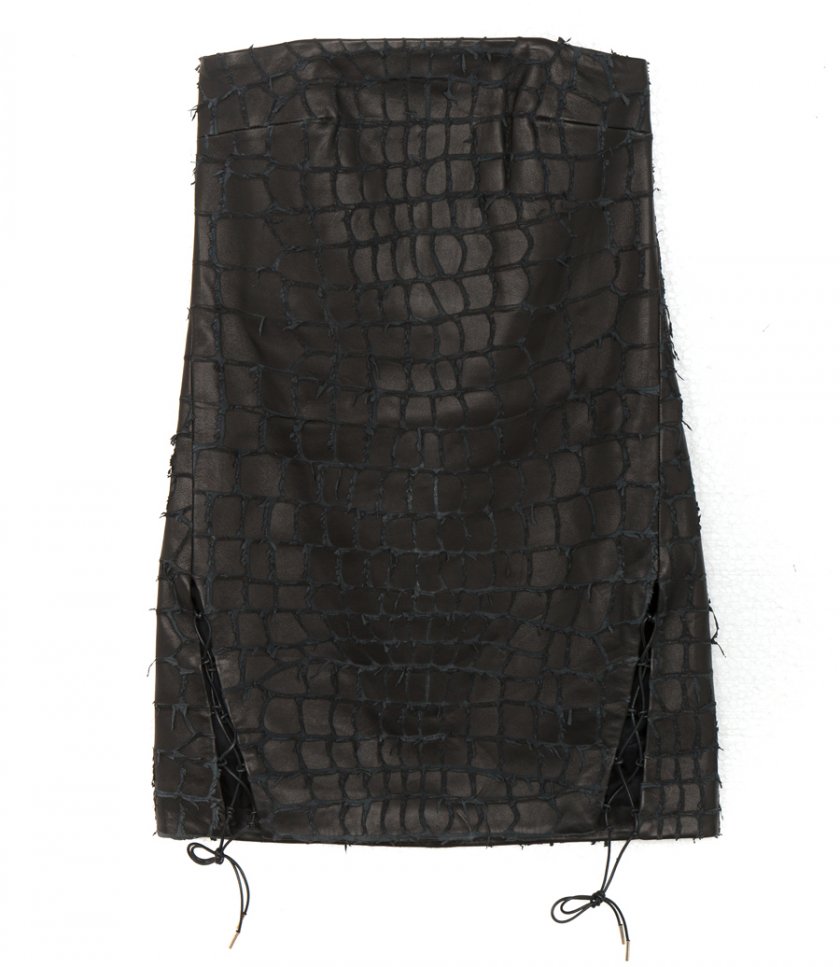 DION LEE - SNAKE ETCHED LEATHER MINI DRESS