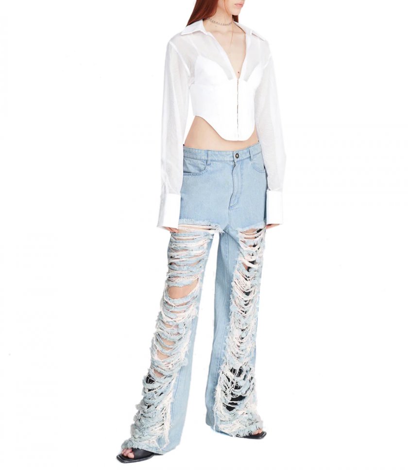 CLASSIC DENIM FRAYED PANT