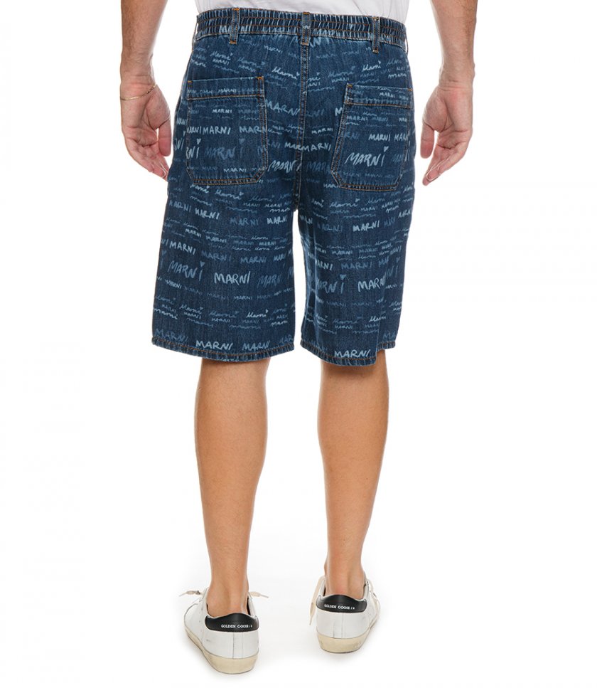 DENIM SHORTS WITH MEGA MARNI PRINT