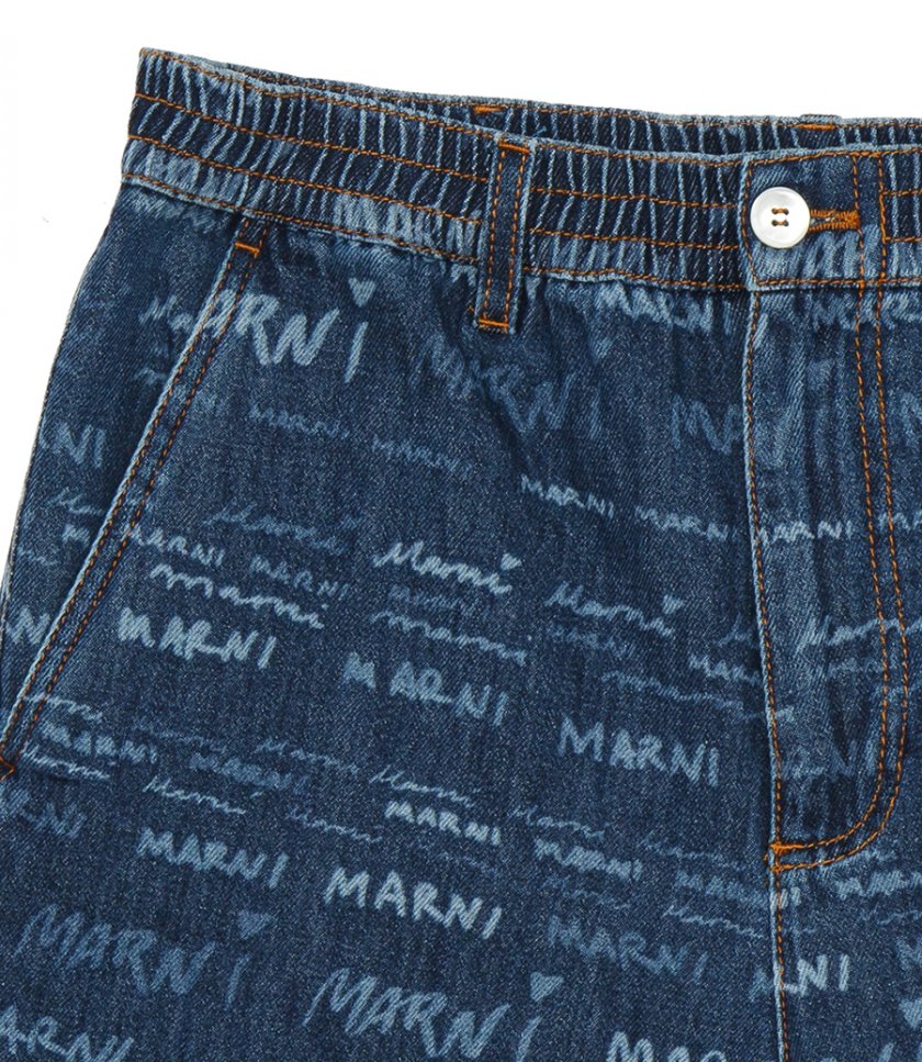 DENIM SHORTS WITH MEGA MARNI PRINT