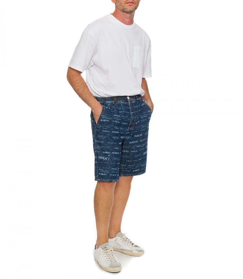 DENIM SHORTS WITH MEGA MARNI PRINT