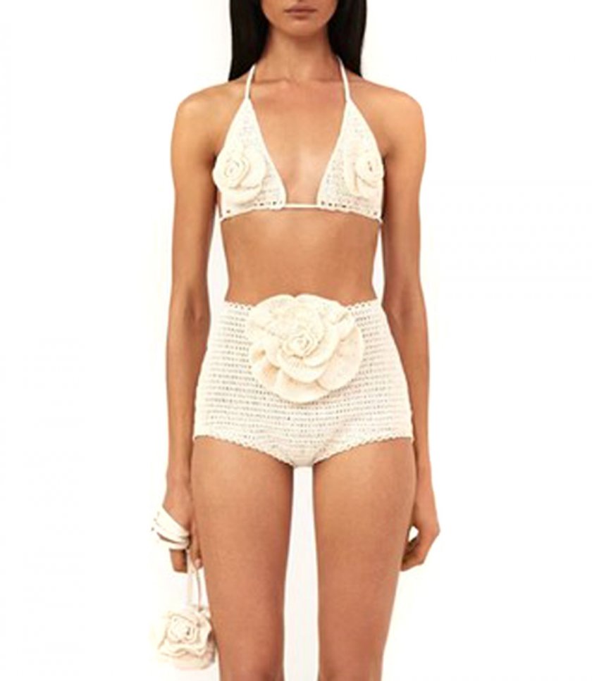 CROCHET 3D FLOWER TRIANGLE BRA