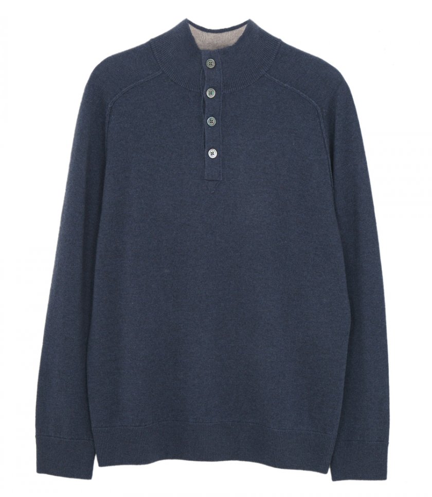PULLOVERS - WOOL AND CASHMERE HIGH-NECK SWEATER