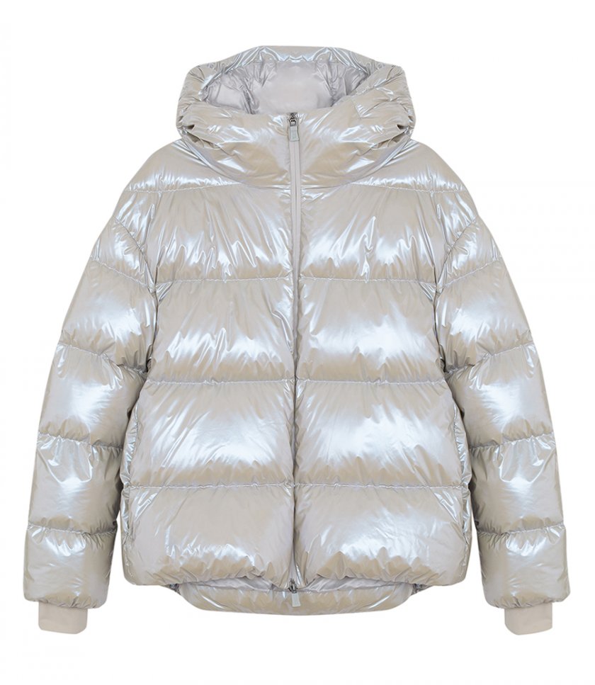 JUST IN - LAMINAR HOODED BOMBER JACKET IN ICE CUBE