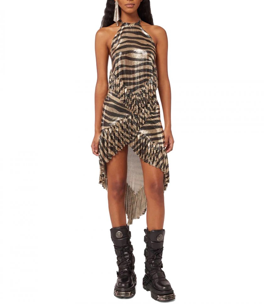 LONG MESH SKIRT WITH TIGER PRINT