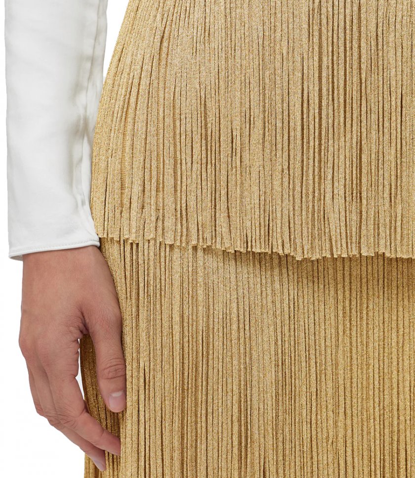 ICON METALLIC LAYERED FRINGE MIDI SKIRT