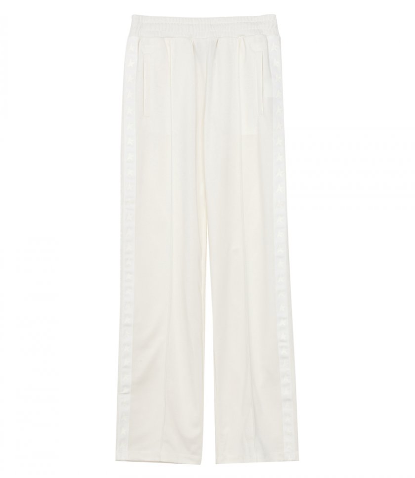 GOLDEN GOOSE  - WOMEN S WHITE JOGGERS WITH STARS ON THE SIDES