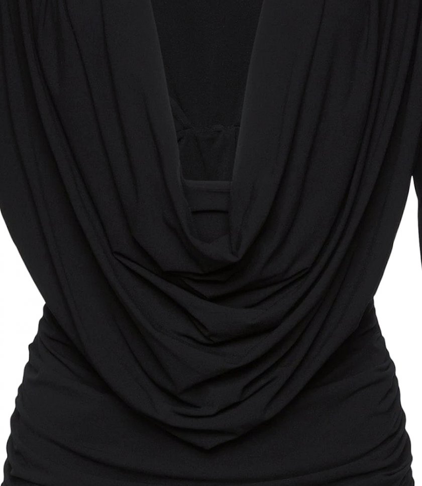LONG SLEEVE DRAPED MINI DRESS