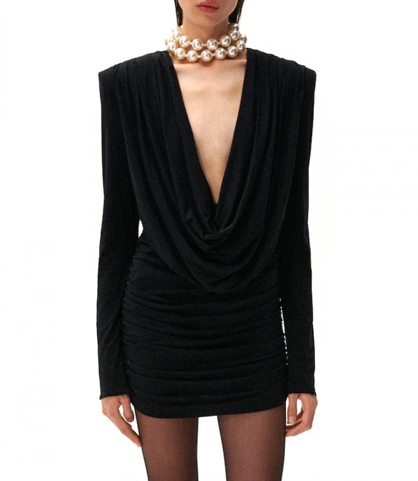 LONG SLEEVE DRAPED MINI DRESS