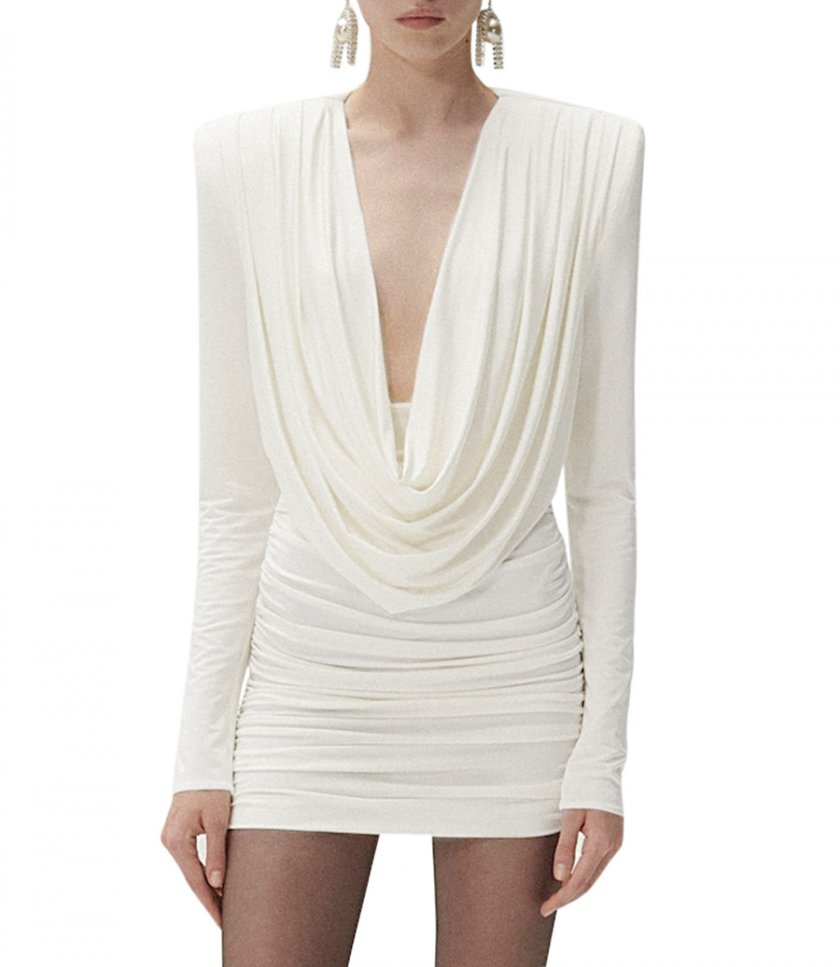 LONG SLEEVE DRAPED MINI DRESS
