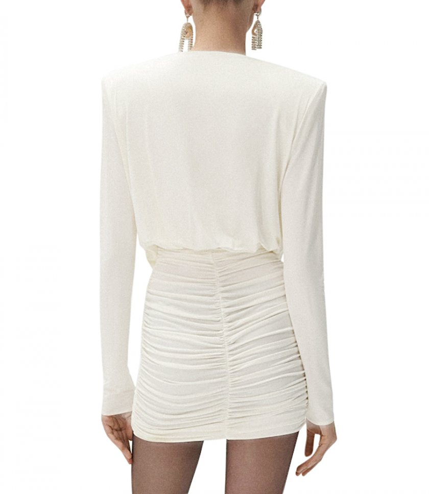 LONG SLEEVE DRAPED MINI DRESS