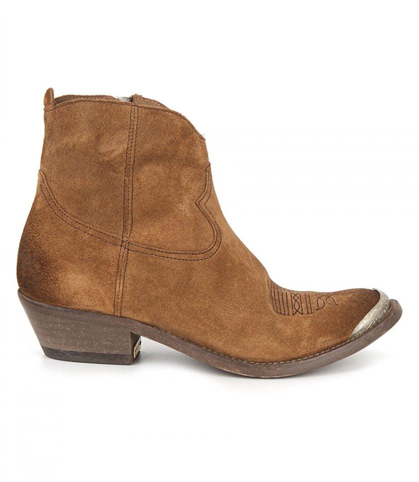 SHOES - COGNAC SUEDE UPPER YOUNG BOOTS