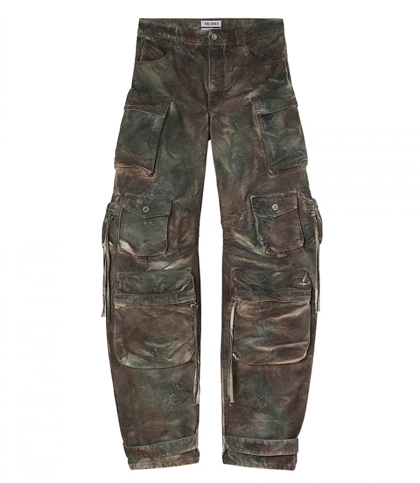 CLOTHES - 'FERN' STAINED GREEN CAMOUFLAGE LONG PANTS