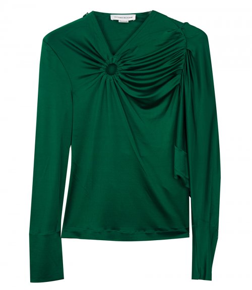 GATHERED DETAIL TOP IN EMERALD