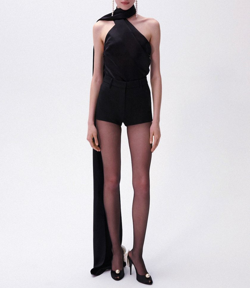 SILK WRAP NECK TOP