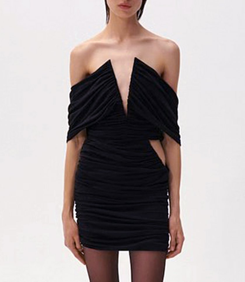 RUCHED V NECK WRAP BLOUSE