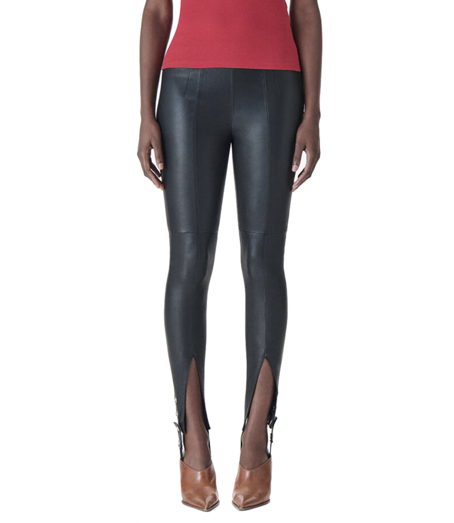 LEATHER TAPERED LEGGINGS