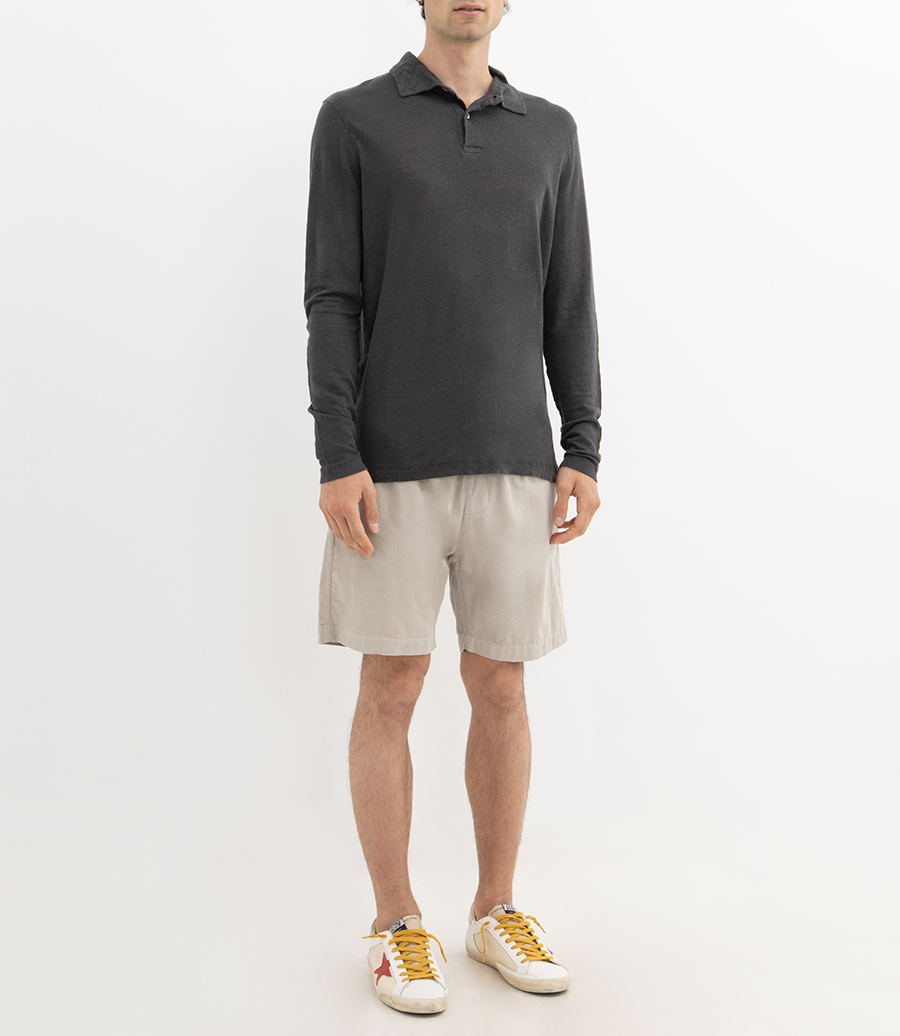 LINEN POLO LS