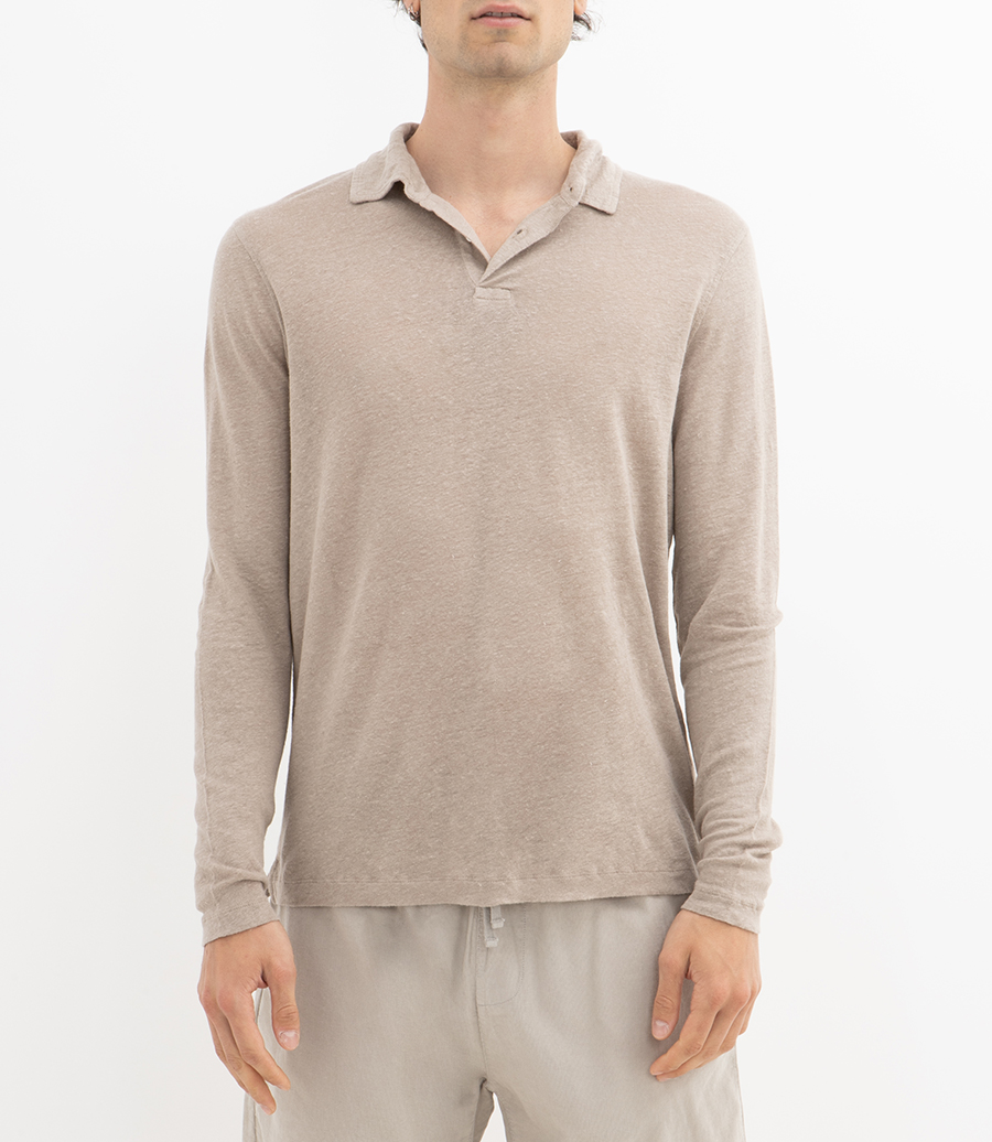 LINEN POLO LS