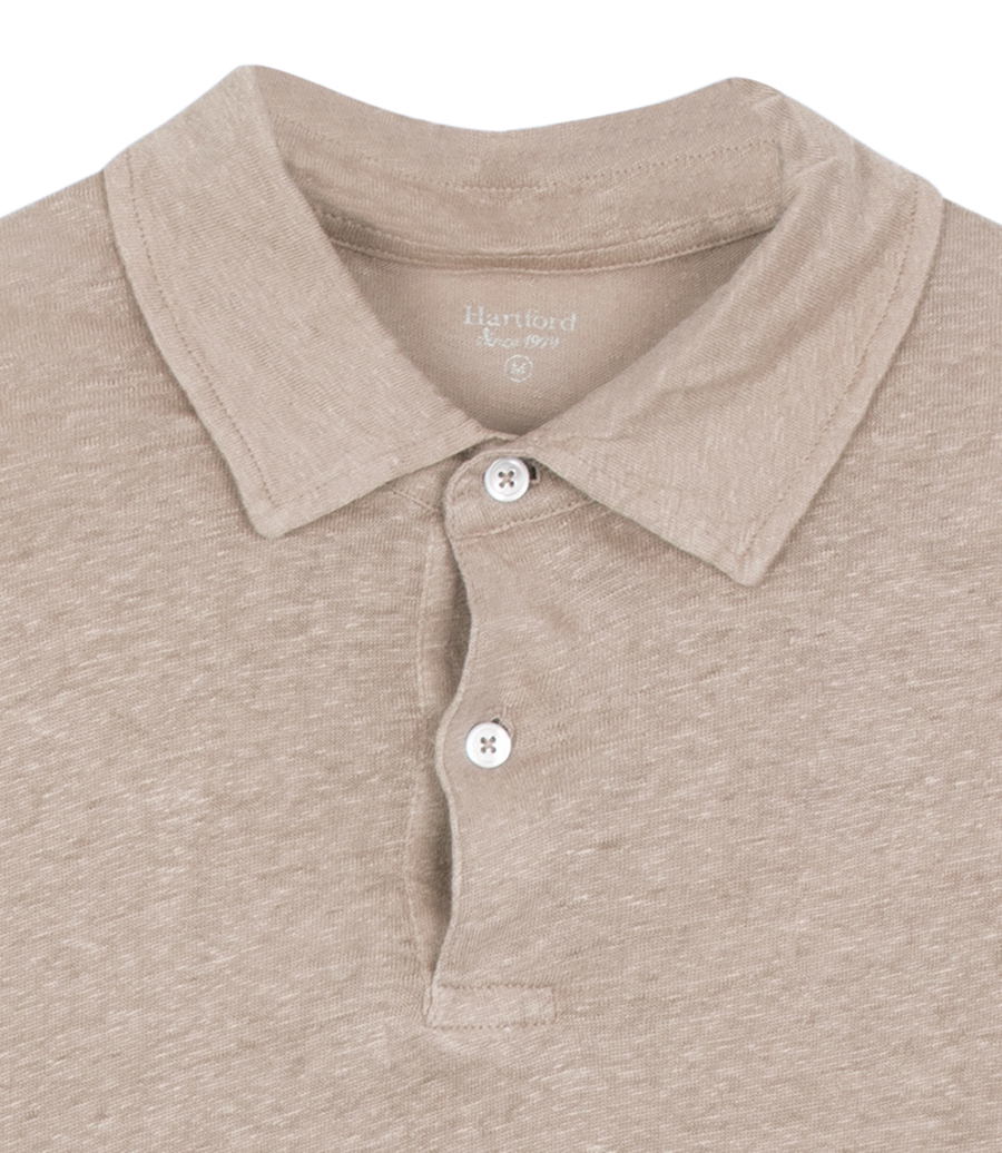 LINEN POLO SS