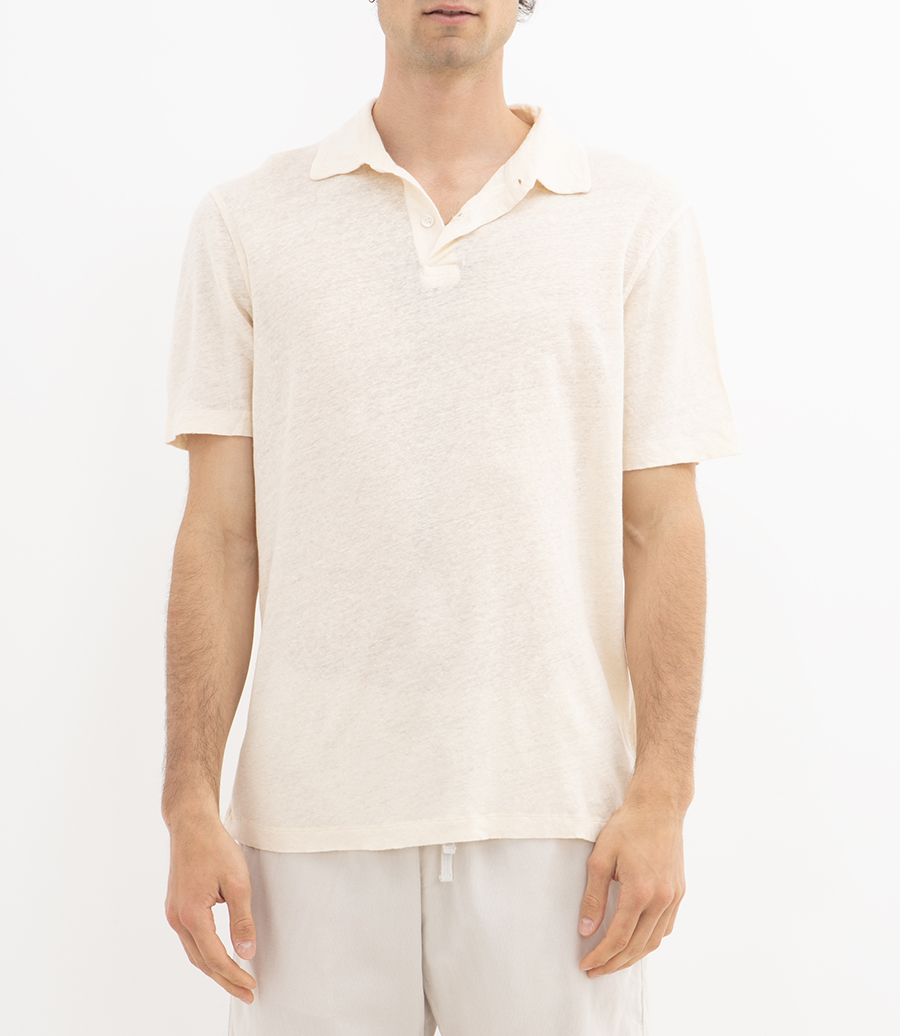 LINEN POLO SS