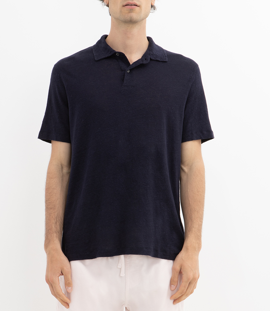 LINEN POLO SS