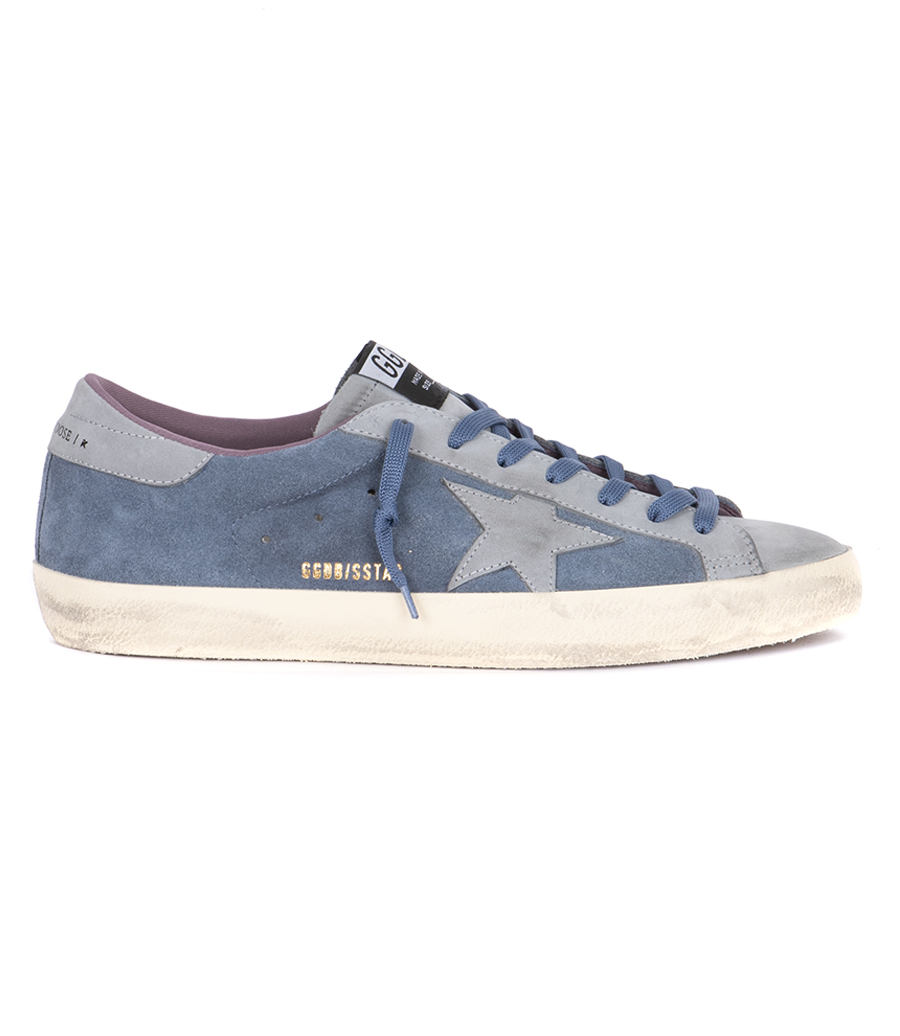 GOLDEN GOOSE  - GREY LEATHER STAR SUPER-STAR