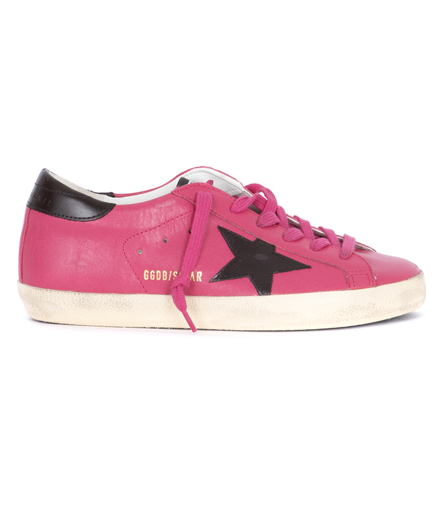 GOLDEN GOOSE  - BLACK LEATHER STAR SUPER-STAR