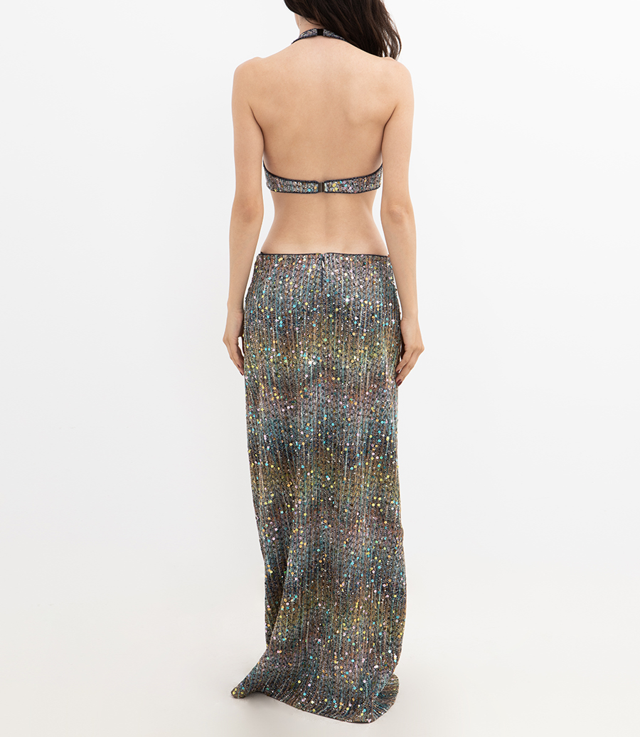 SLEEVELESS LONG DRESS WITH SEQUINS