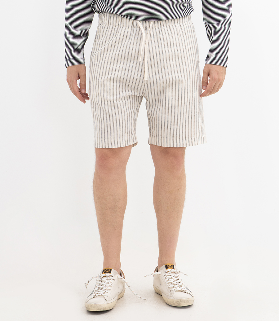 LINEN STRIPE JOGGY SHORT