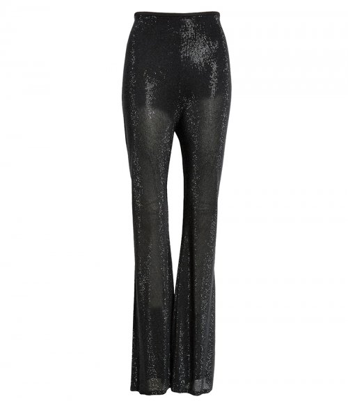 SHEER BOOT LEG PANT WITH CLEAR HOTFIX