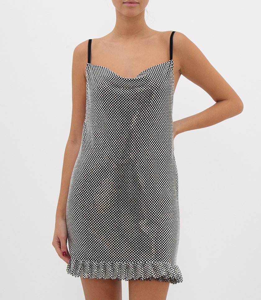 MINIDRESS IN MESH WITH RHINESTONES