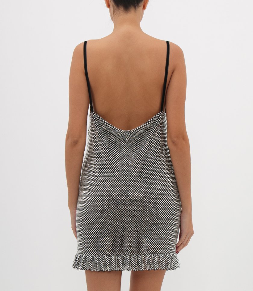 MINIDRESS IN MESH WITH RHINESTONES