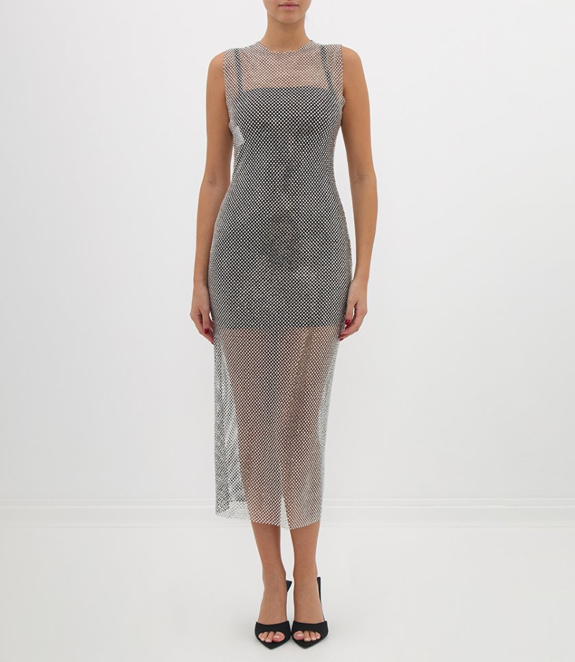 DRESS IN MESH WITH RHINESTONES