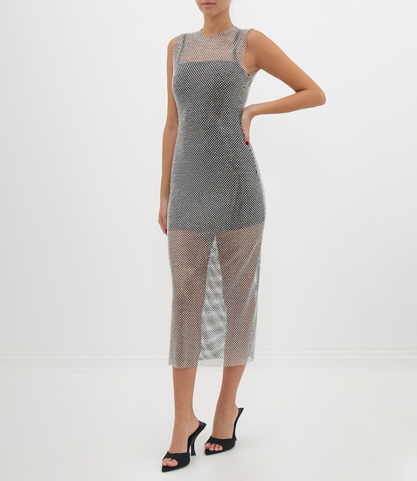 DRESS IN MESH WITH RHINESTONES