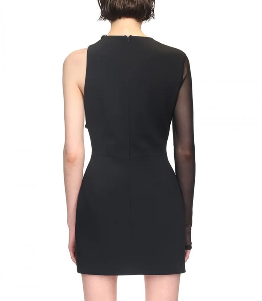 METALLIC TUBE TRIM ASYMMETRIC MINI DRESS