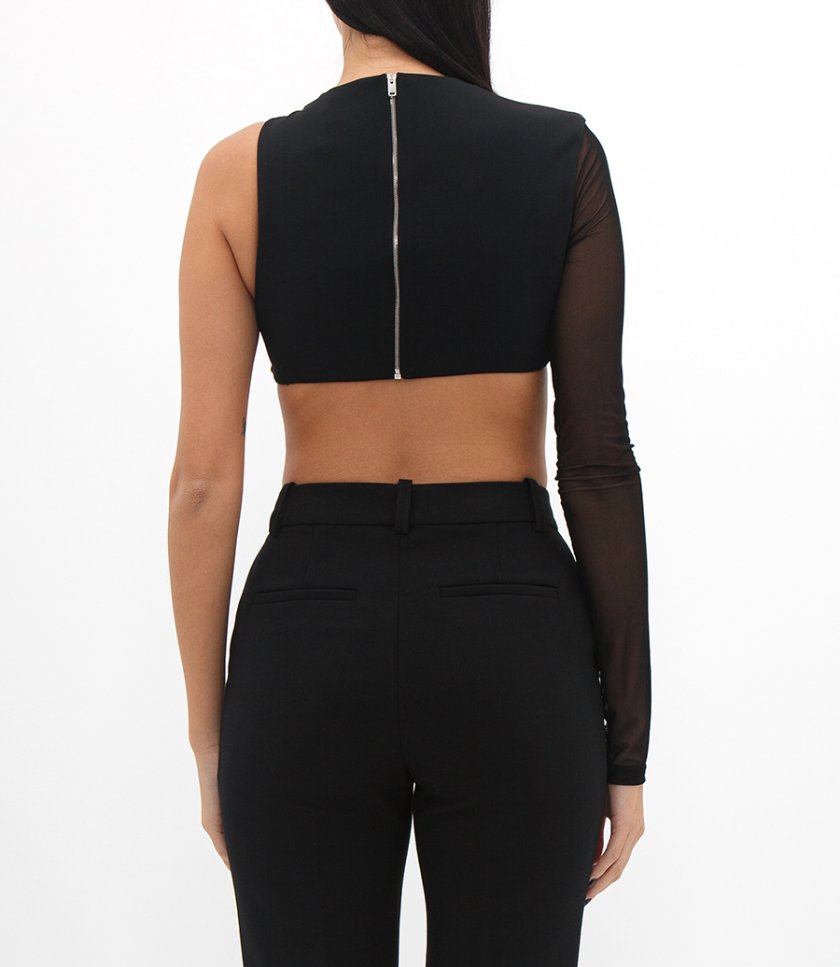 METAL TUBE CHEST DETAIL SLV RUCHED MESH TOP